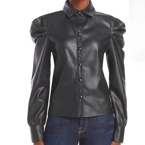 Marc New York Vegan Leather Jacket with Puffed Sleeves